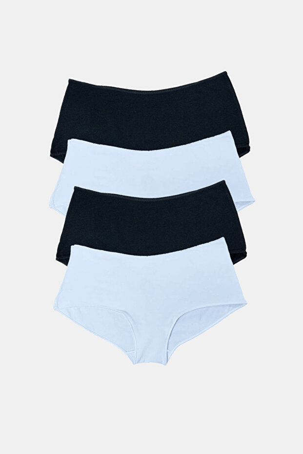Women's Black and White 4 Pack Wide Brim Modal Slip Panties 1126