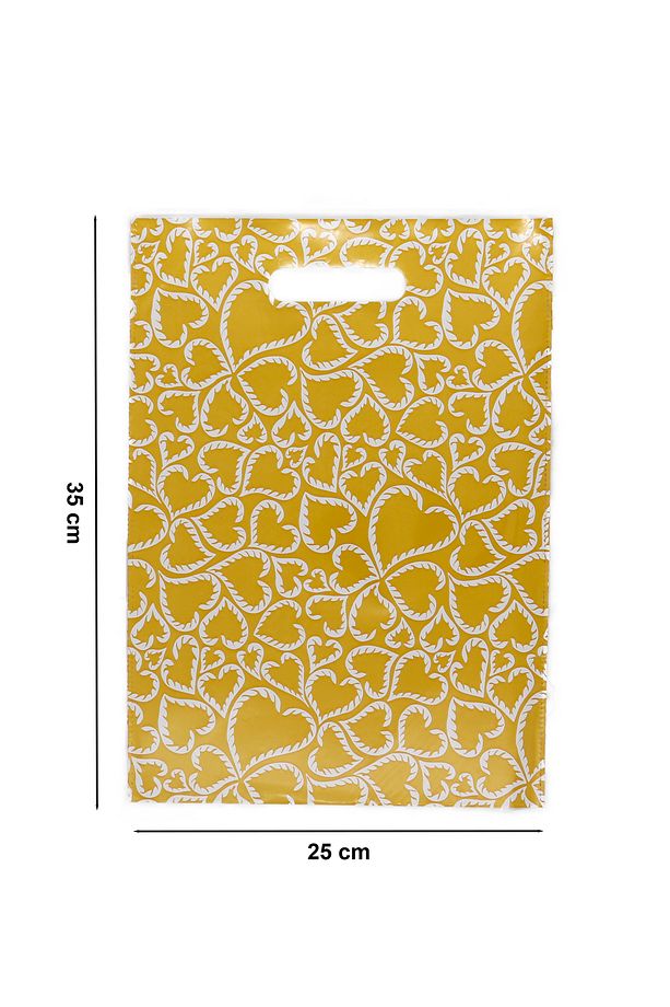25 × 35 Hediyelik El Geçme Poşet 10 Adet Sarı Kalpli - 3