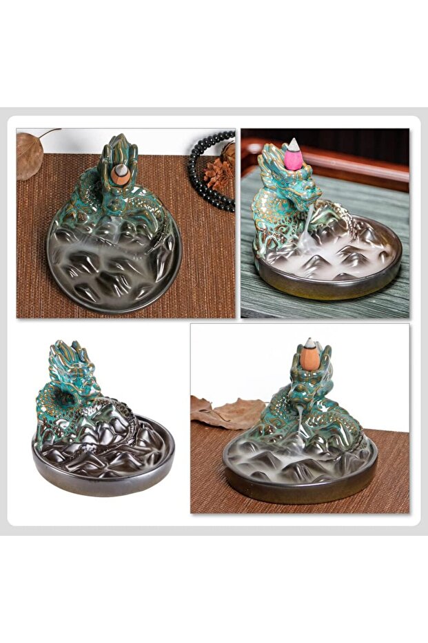 Seramik Ejderhalı Geri Akış Tütsülük Seramik - 2