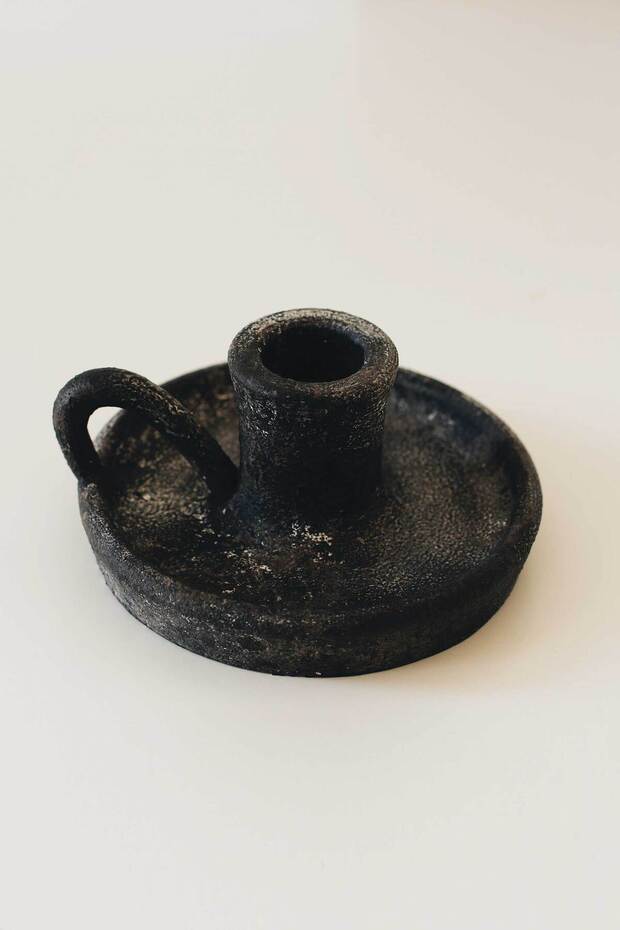 Muse Siyah Mini Şamdan Mumluk - 2