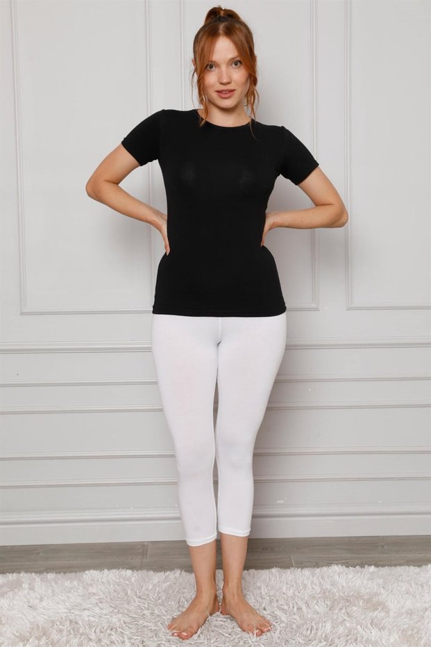 Below Knee Fashion Striped Combed Lycra Leggings 5873P