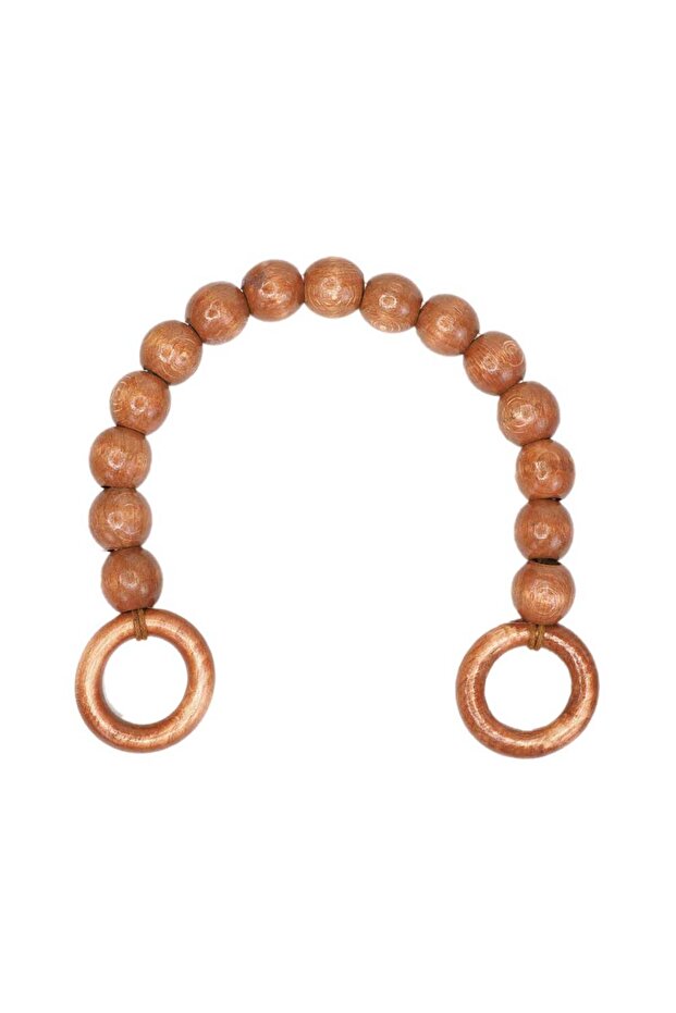 Ahşap Boncuklu Çanta Sapı - Ceviz (1 Adet) - 1