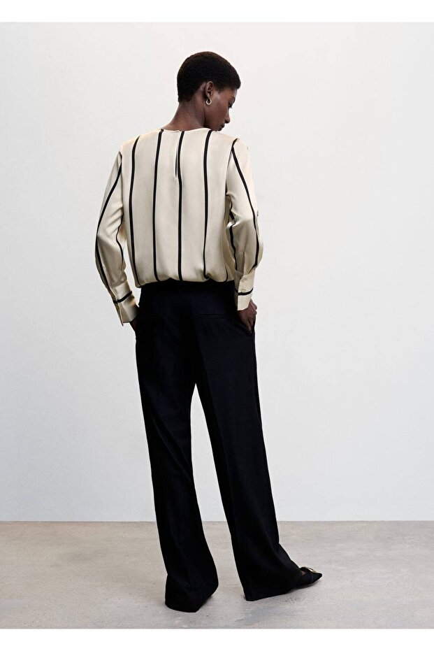 Striped Satin Blouse - 4