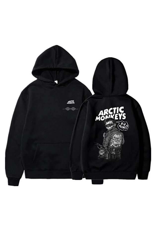 Y2k Oversize Loose Hooded Arctic Monkeys Printed Sweatshirt