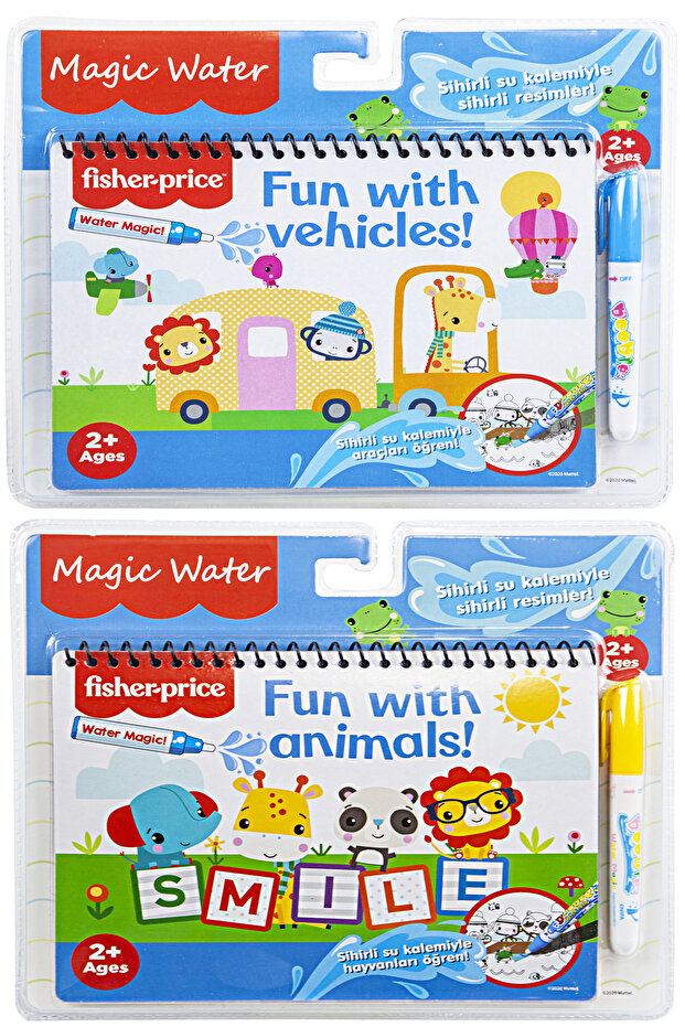 Fisher Price 2li Set Sihirli Boyama Kitabı Araçlar Ve Hayvanlar Özel Sulu Kalem Ile Magic Water