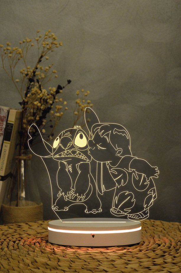 Lilo ve Stich - 3 boyutlu 16 renk dekoratif gece lambası 3D - 4