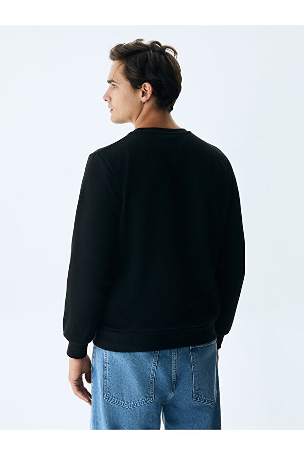 Bisiklet Yaka Siyah Sweatshırt - 3