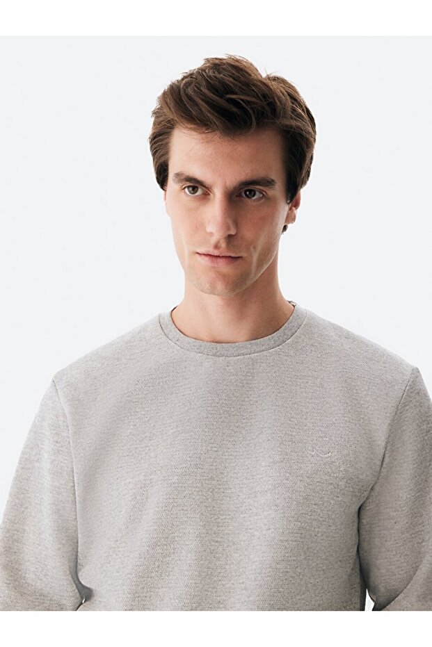 طاقم الرقبة البلوز الرمادي - 4