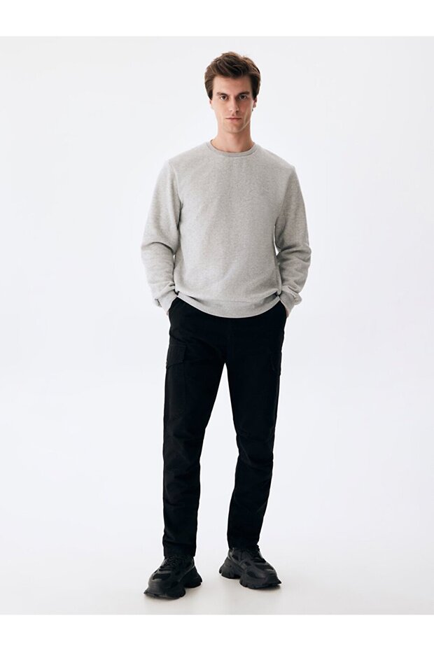 طاقم الرقبة البلوز الرمادي - 1