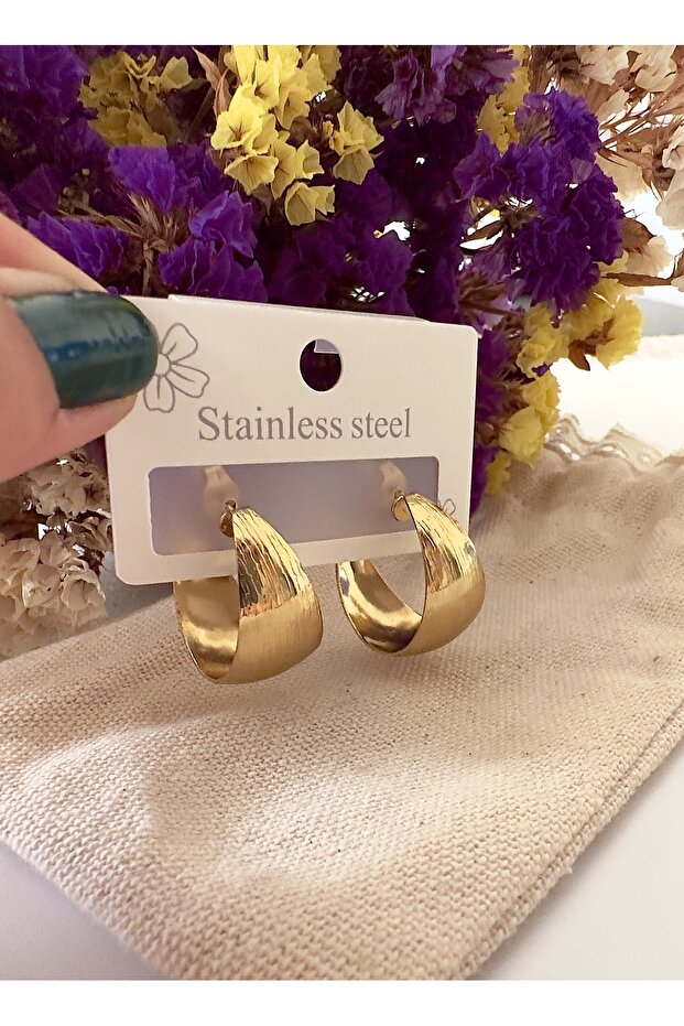 Steel Thick Curved Hoop Earrings