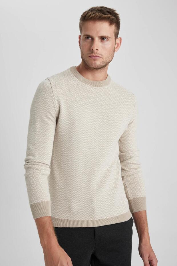 Standard Fit Regular Cut Crew Neck Knitwear Sweater X5159Az23Wn