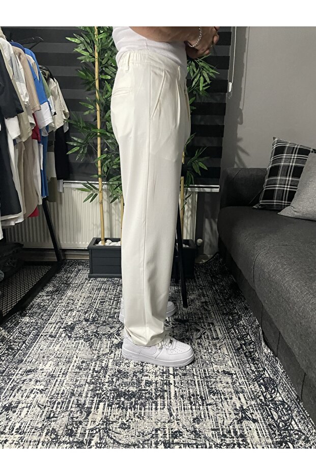 White Pleated Baggy Pants - 2