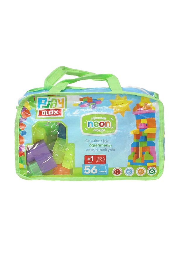 Play Blox Yapı Oyuncakları 2908 Neon Renkler Mega Blok Seti 56 Parça Yeşil Çantalı - 8
