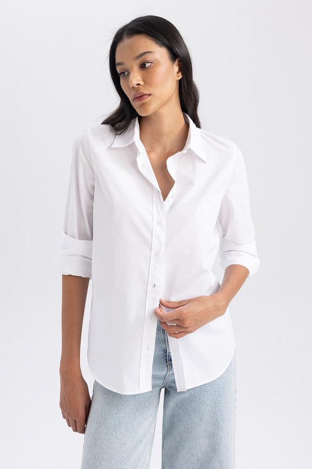 Oversize Geniş Kalıp Poplin Uzun Kollu %100 Pamuk Gömlek T8735az23au - 1