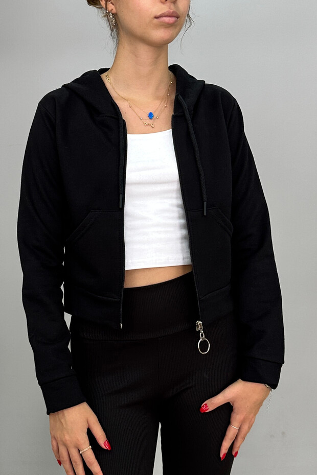 Women's Zippered Sweatshirt Hooded-kangaroo Pocket