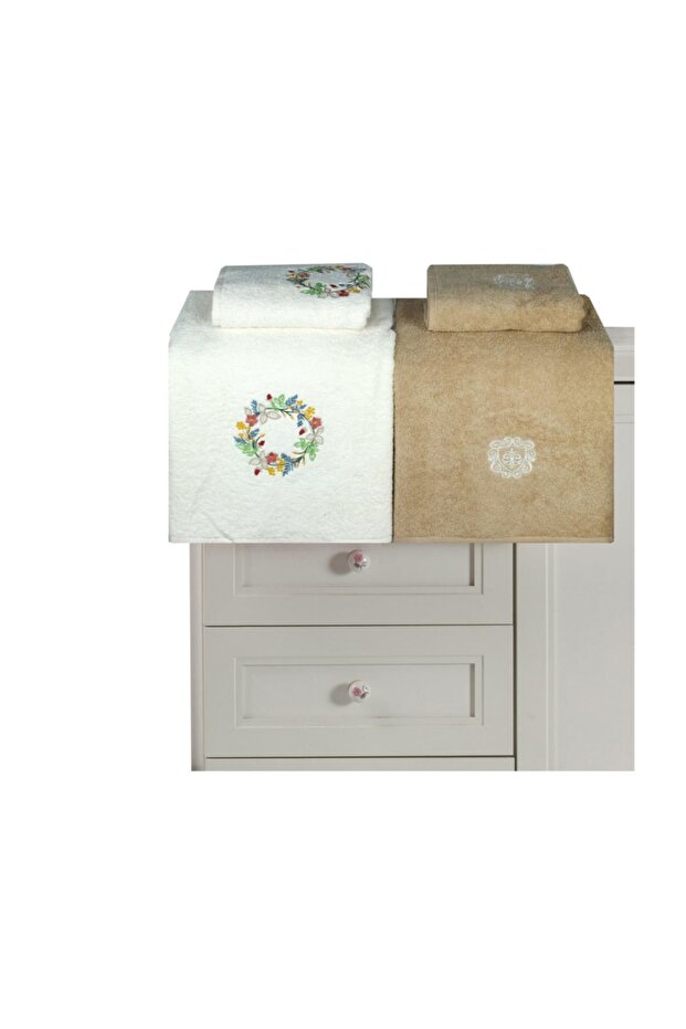 Cotton Bath Set Venini - Ecru/Camel