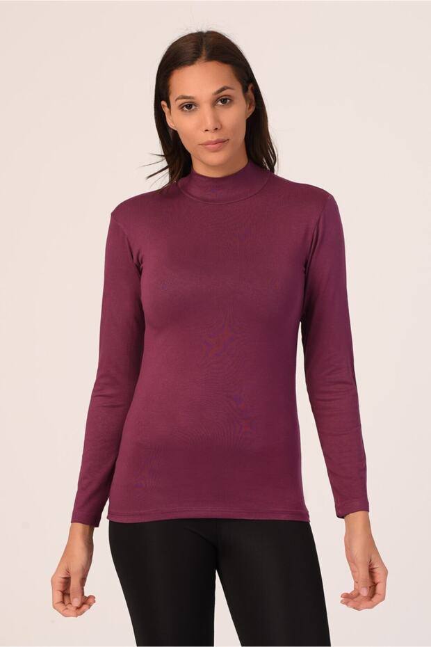 Half Fisherman Long Sleeve Viscose Eggplant Body