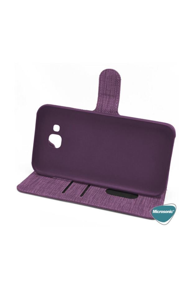 Oppo A5s Kılıf Fabric Book Wallet Mor - 3