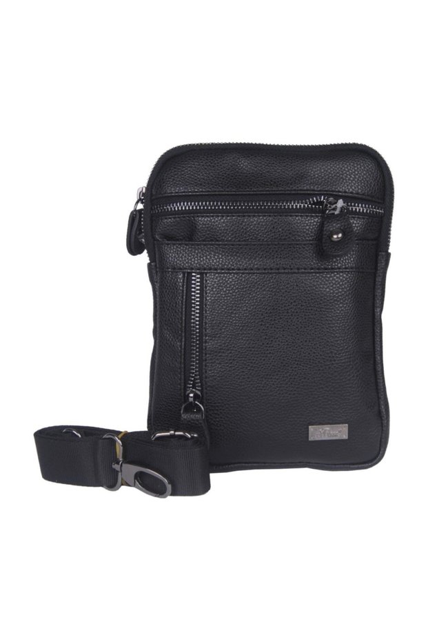 Men's Leather Bag with Cross Strap, Black, Stylish and Convenient, Tr0050