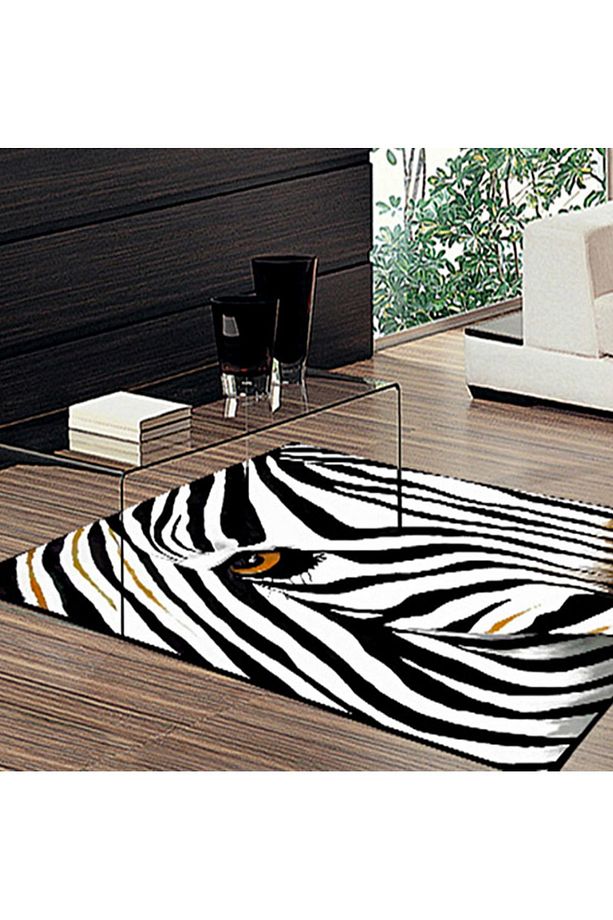 Zebra Desenli Dijital Baskılı Halı - 2
