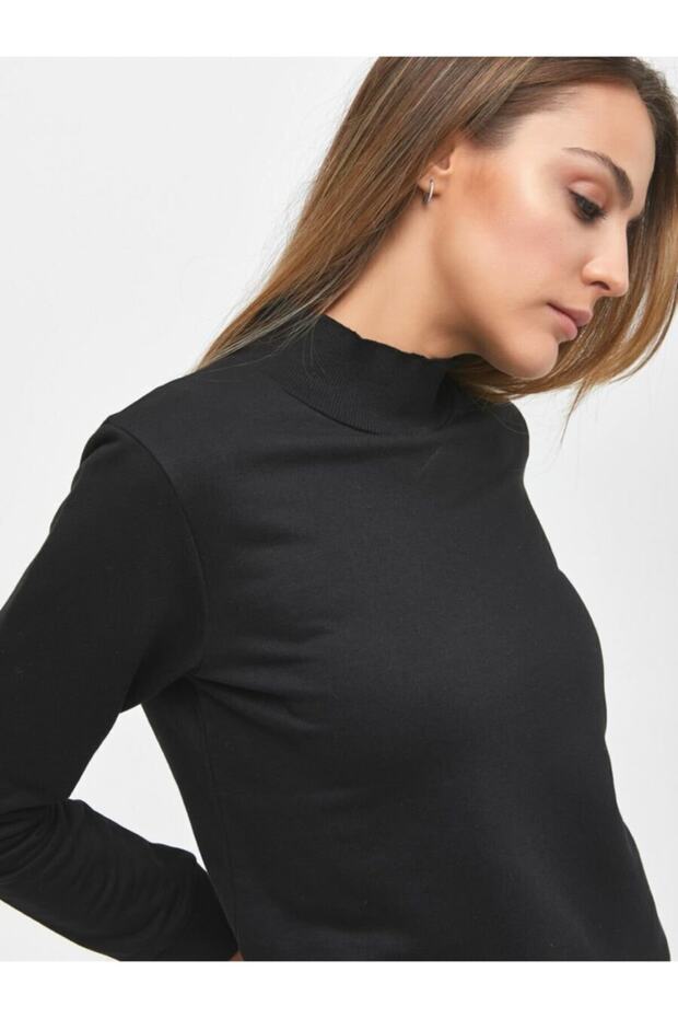 Kadın Siyah Pozıko Sweatshırt - 6