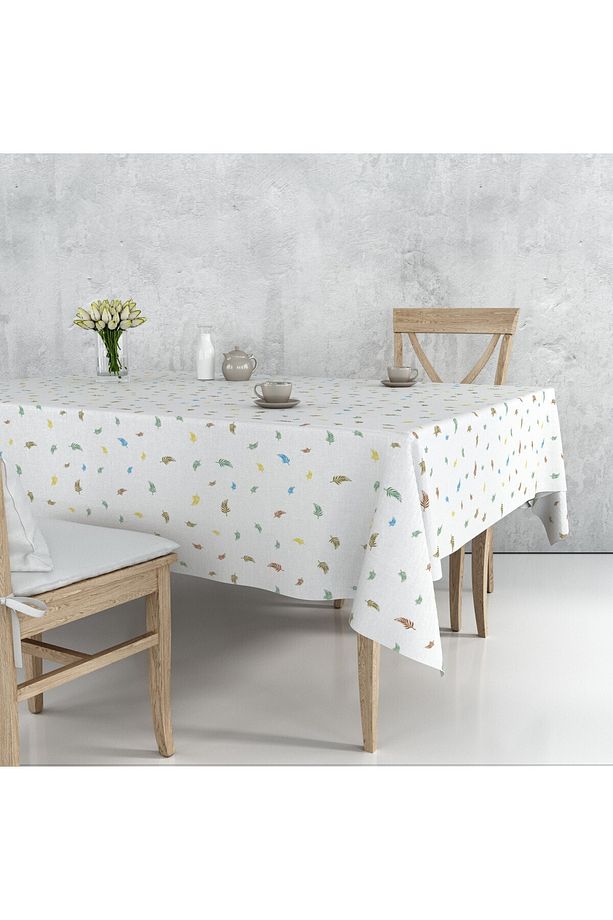 Minimal Yaprak Desenli Süet Dokuma Masa Örtüsü 140x180 cm - 1