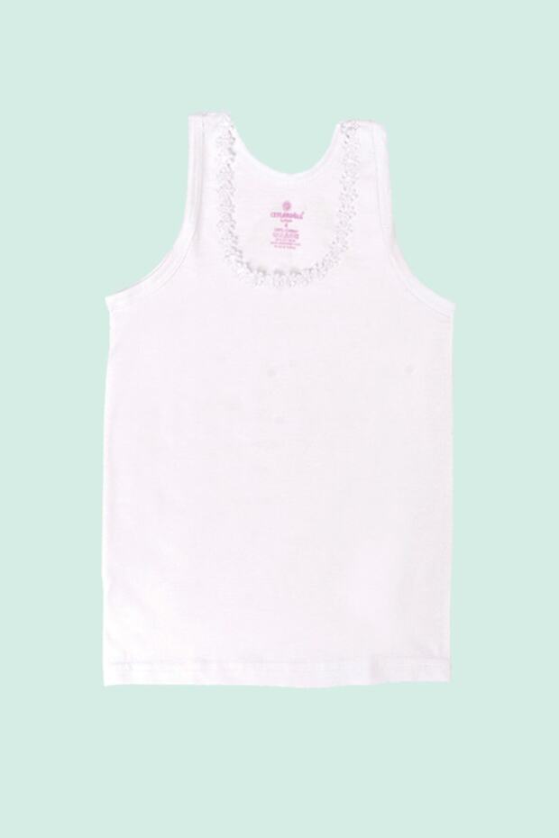 Pack of 6 White Girls Daisy Wide Strap Undershirt