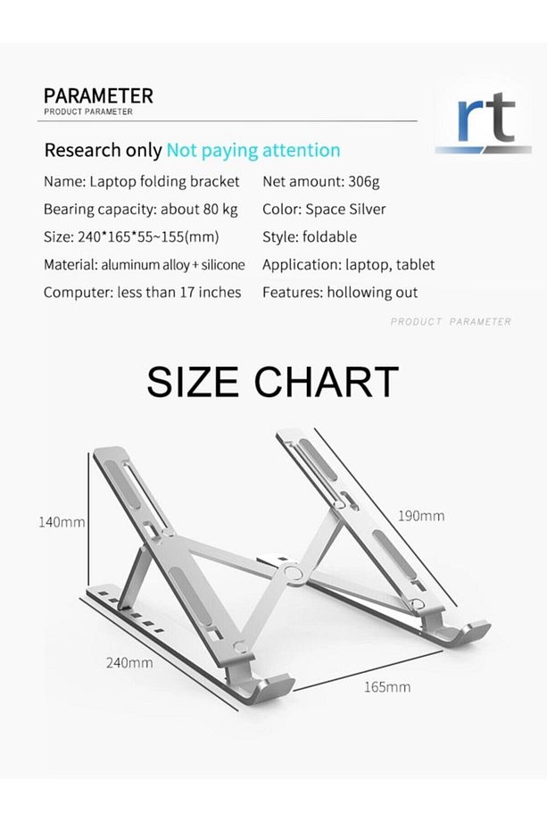 Bilgisayar Laptop Standı Macbook Notebook Stant Katlanabilir Ayarlanabilir Metal Stand - 8