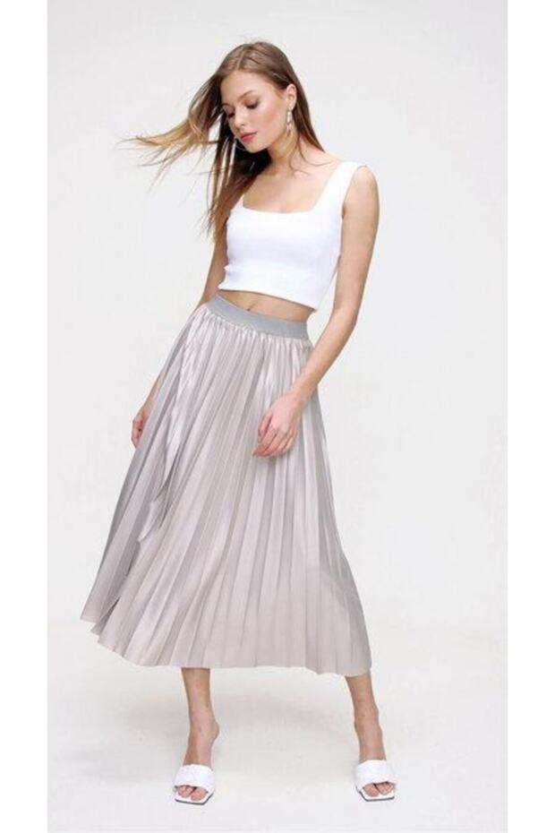 Deri Görünümlü Harika Piliseli Etek - 2