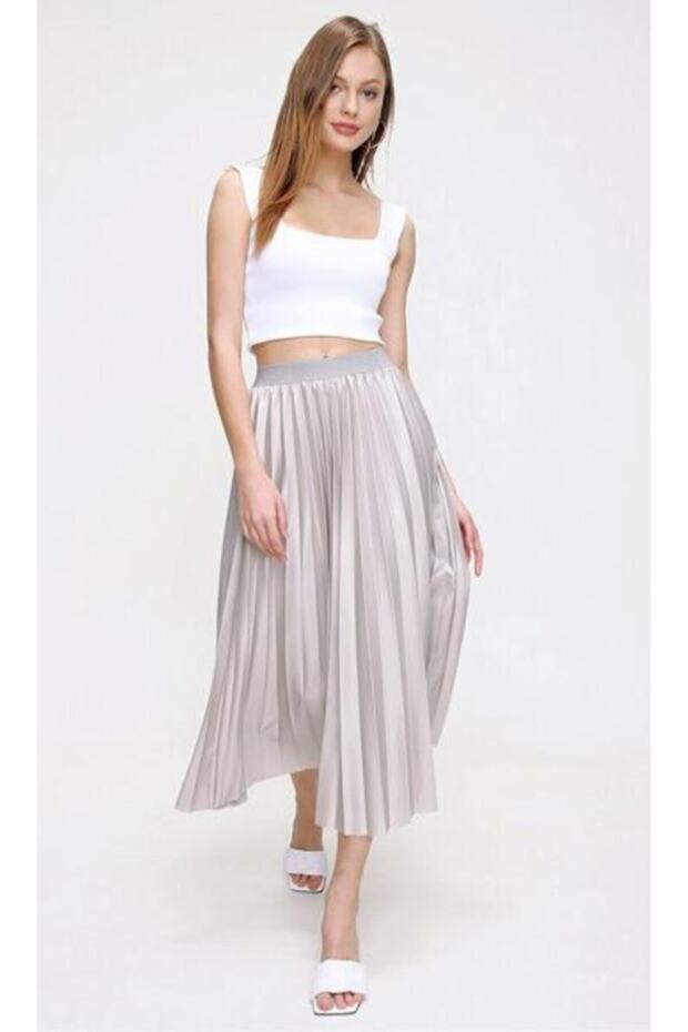 Deri Görünümlü Harika Piliseli Etek - 3