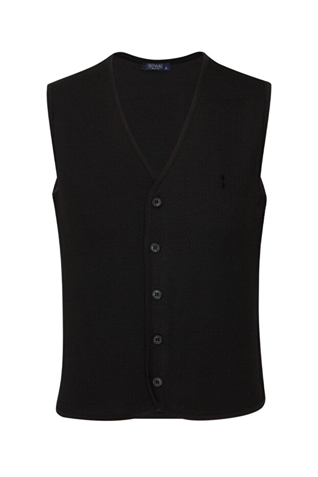 Erkek Siyah Kapitone Yelek - 1