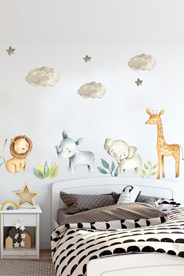 Kids Room Wall Sticker Set Cute Animals