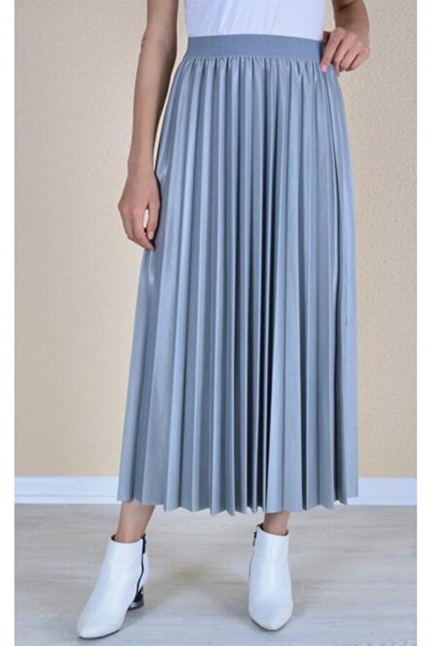 Deri Görünümlü Harika Piliseli Etek - 1