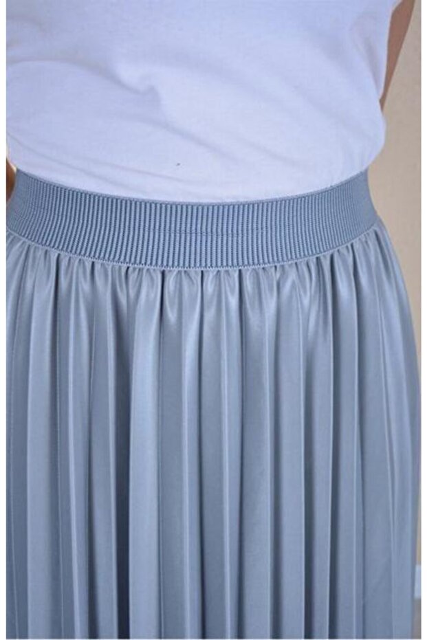 Deri Görünümlü Harika Piliseli Etek - 3