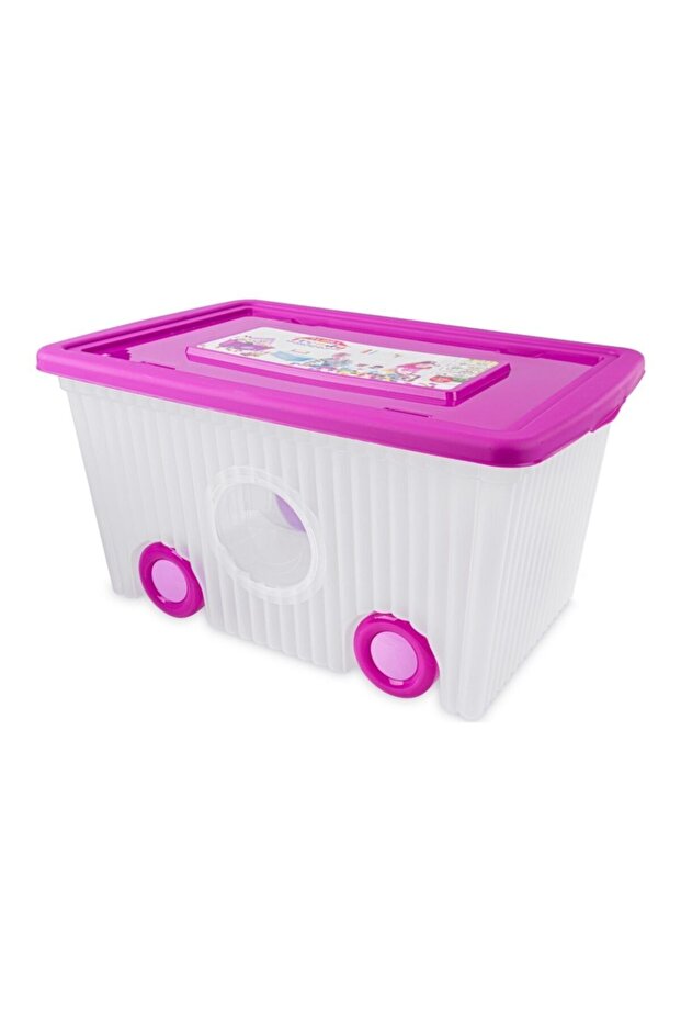 Tekerlekli Pembe Oyuncak Kutusu 60 lt - 1