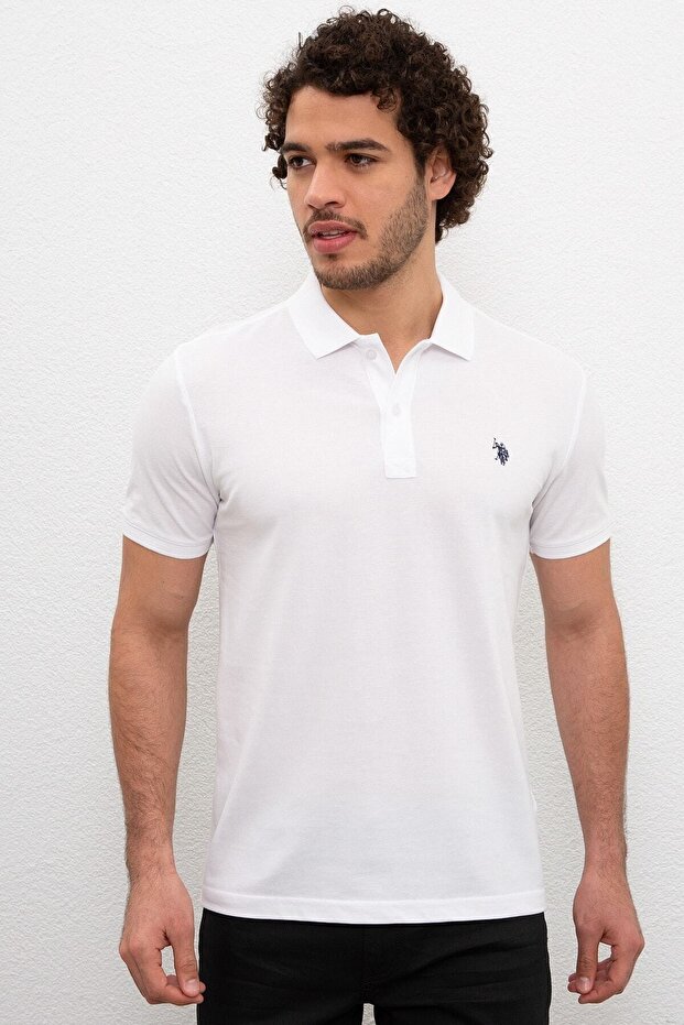 Men's White Polo Neck T-shirt