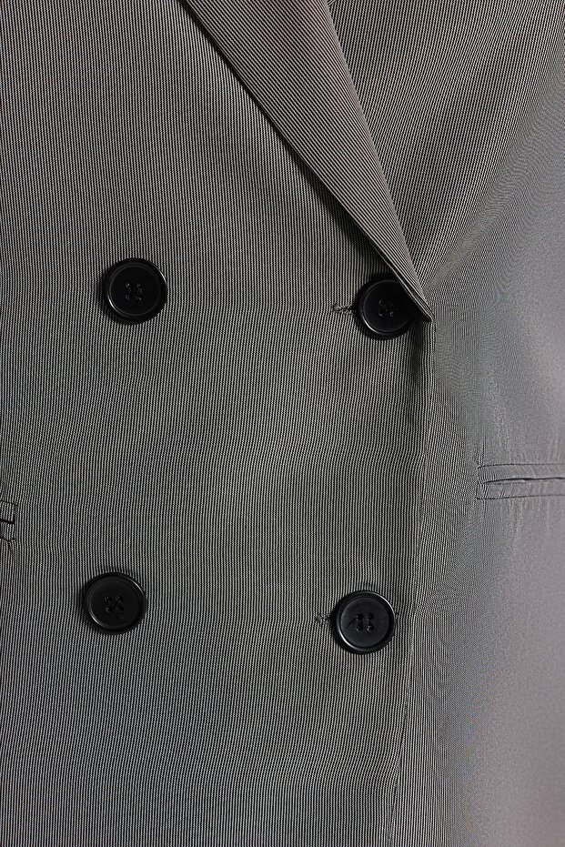 Gri Kruvaze Kapama Astarlı Büyük Beden Blazer Ceket TBBAW24AG00003 - 4