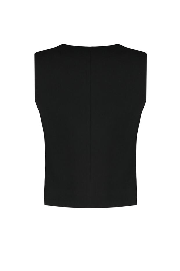 Czarna, zapinana na guziki kamizelka tkana Premium Twoaw24Ye00061 - 9