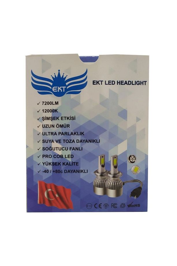 H4 Buz Mavi Led Xenon - Ekt -7200 Lumen - 12000k - Şimşek Etkili - 2