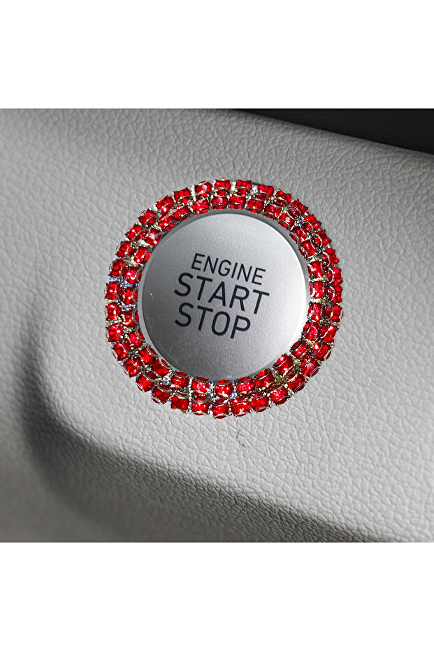 Crystal Stone Start Stop Button Ring Red - 4