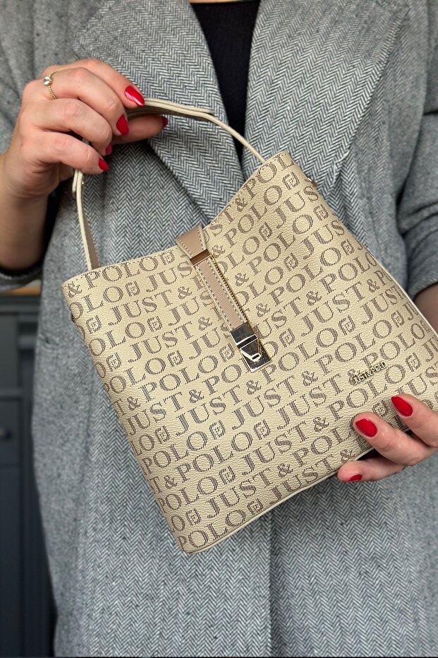 Printed Patterned Special Series Women's Shoulder Bag 92055-Gq Sand -Gzd-