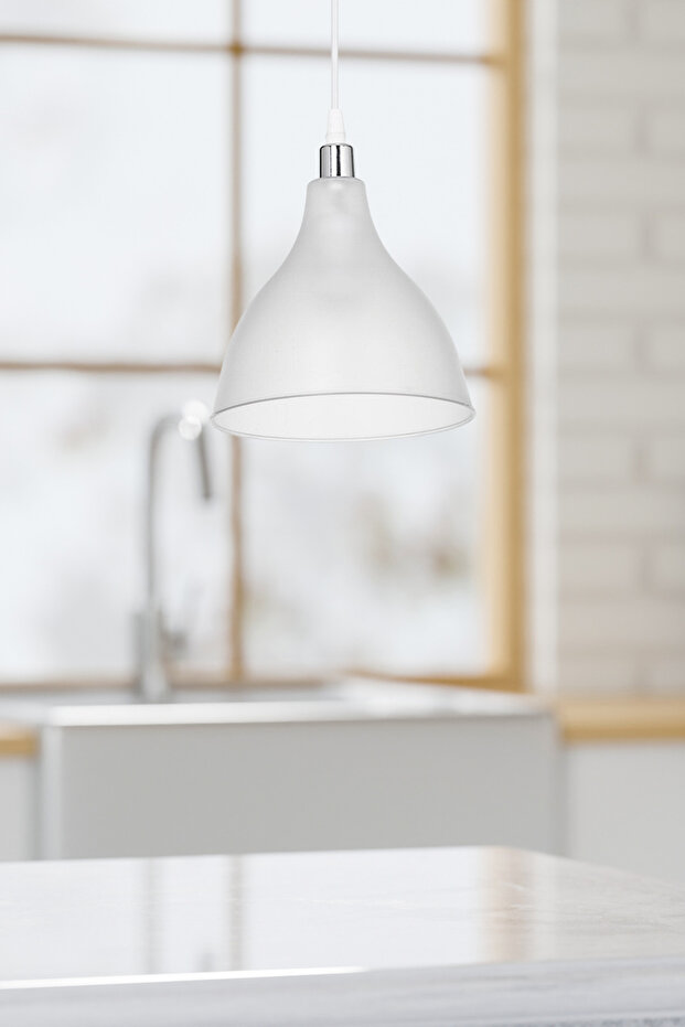 Solid Mika Tekli Tavan Sarkıt Avize Şeffaf Buzlu Mutfak Hol Cafe İşletme - 2