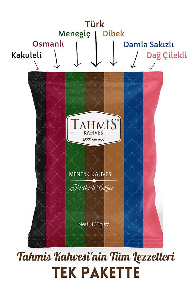 7'li Türk Kahvesi Seti 100 G (damla Sakızlı-çilekli-menengiç-osmanlı-dibek-kakule-türk) - 3