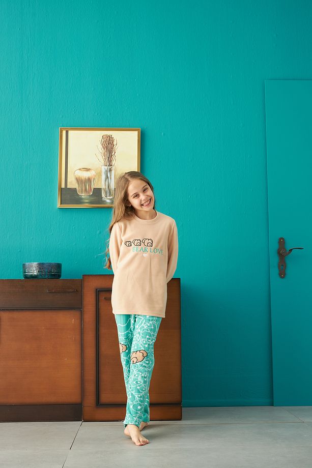 Alt-Üst Polar Nakışlı Pijama Takım - 3
