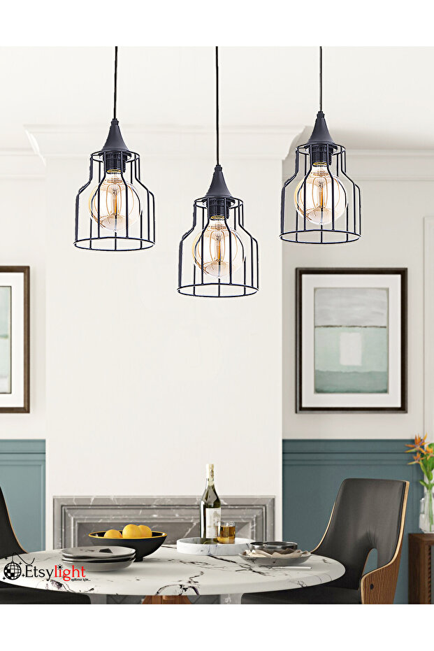 Ametist Lüx Sıralı 3 Sarkıt Avize - 6