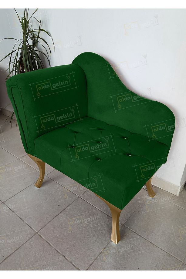 Yeni Model Tekli Köşe Koltuğu Josefin Bench Gold Ayak - 1