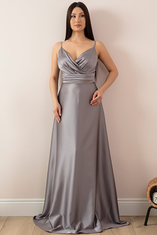 Saten Askılı Elbise 13384 - 3