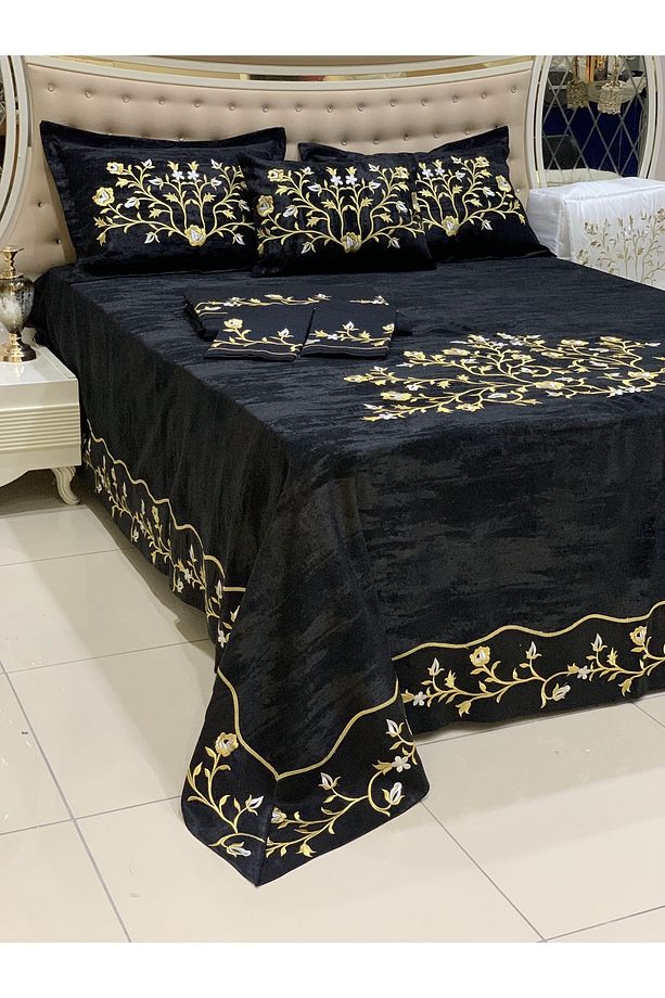 Gold Işlemeli Yatak Örtüsü Ve Nevresim Set 10 Parça - 8