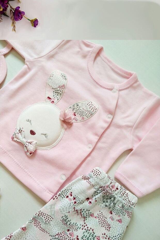Baby Girl Pink Cotton Rabbit Patterned Hospital Release Set of 5 100747