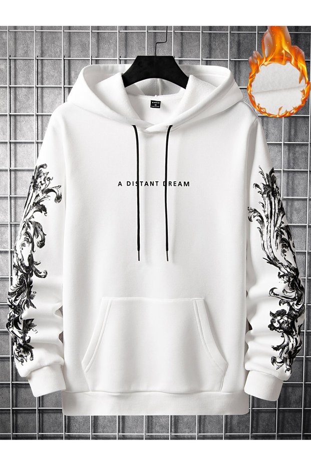 Hooded Sweatshirt Manfinity EMRG Men Letter & Chinese Dragon Graphic